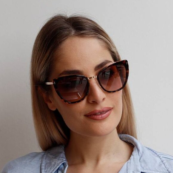 Tom Ford Simona FT0717 52F Havana/Gold Cat Eye Frame, Brown Lenses